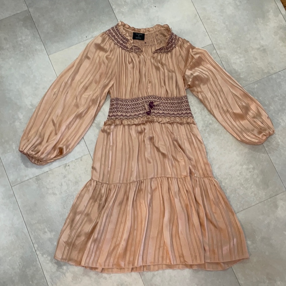 Ulla Johnson pink/peach silk dress fitted at waist size 6 barely worn